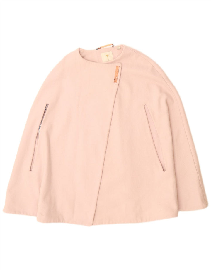 Женское пальто-кейп оверсайз Ted Baker UK 10, маленькое розовое шерстяное пальто