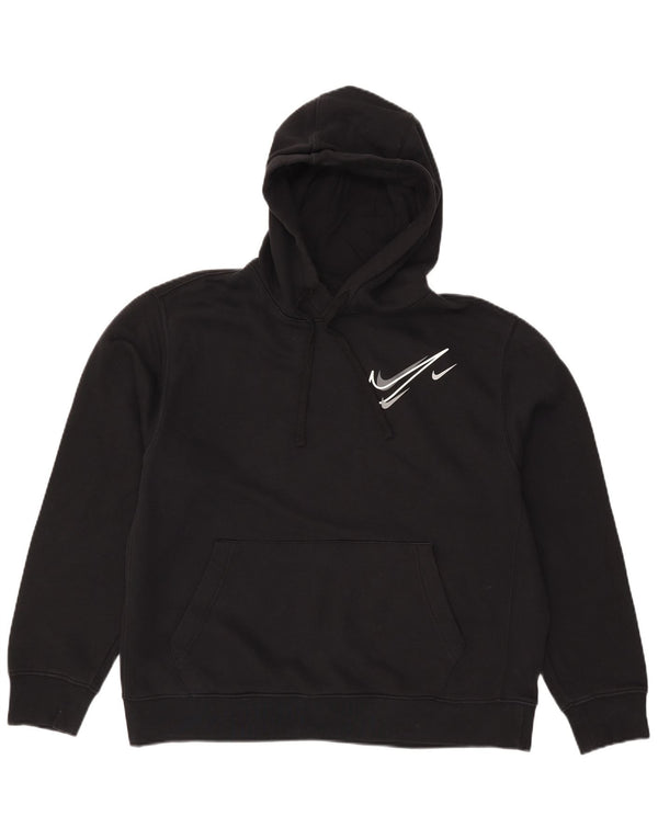Мужской джемпер с капюшоном с графическим рисунком Nike, большой черный, хлопковый