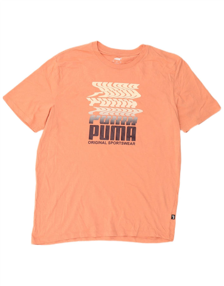 Мужская футболка с рисунком Puma, большая оранжевая хлопковая футболка