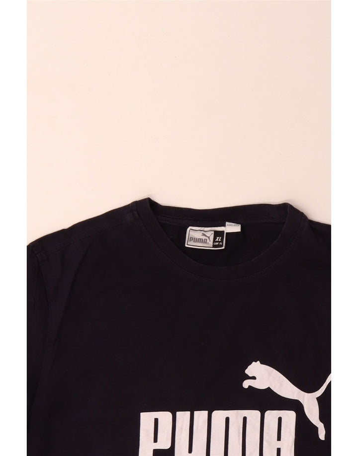 Мужская футболка с рисунком PUMA, темно-синий, хлопковый топ XL