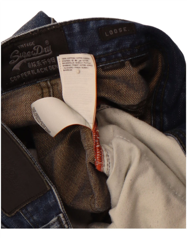 SUPERDRY Мужские свободные джинсы W32 L34 Синие хлопковые