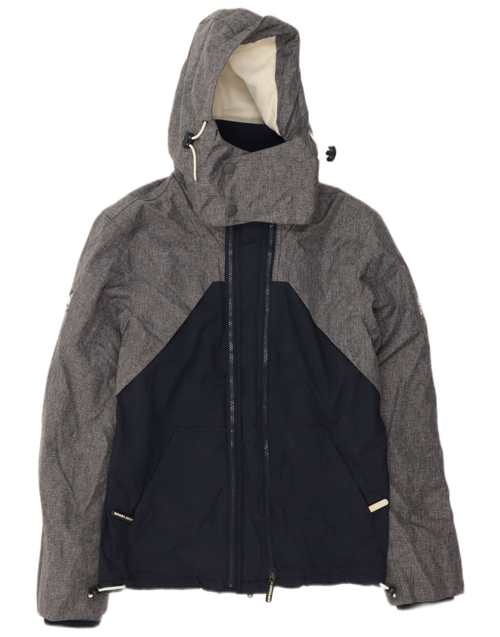 Мужская ветровка с капюшоном Superdry UK 36, маленькая серая с цветными блоками