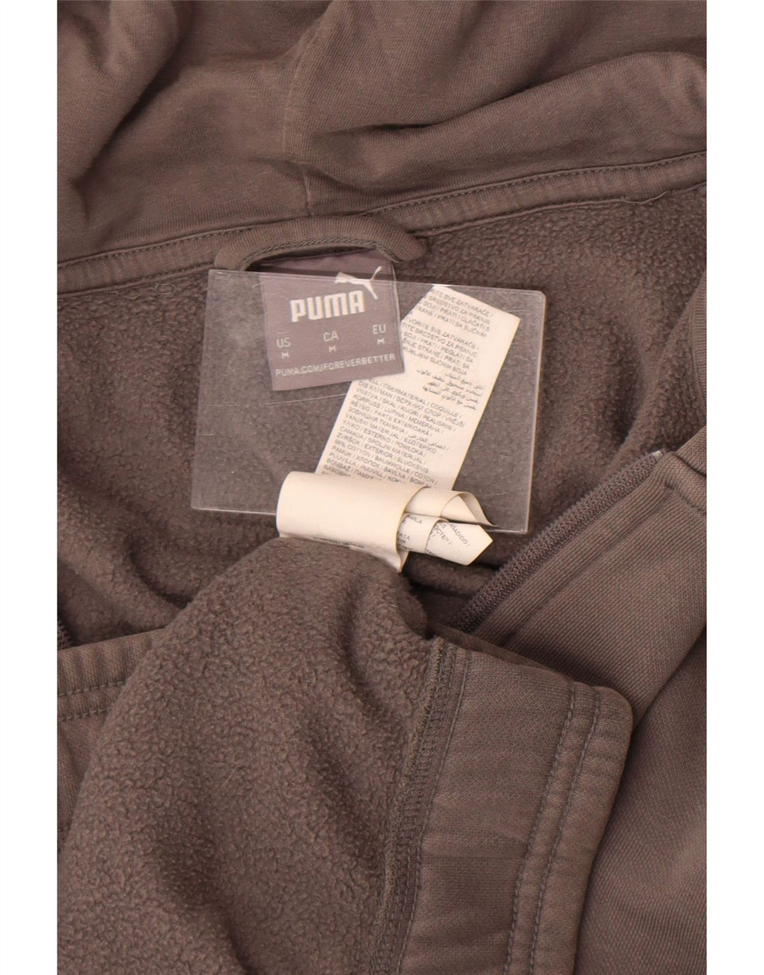 Мужской свитер с капюшоном на молнии Puma среднего серого цвета, хлопок с цветными блоками