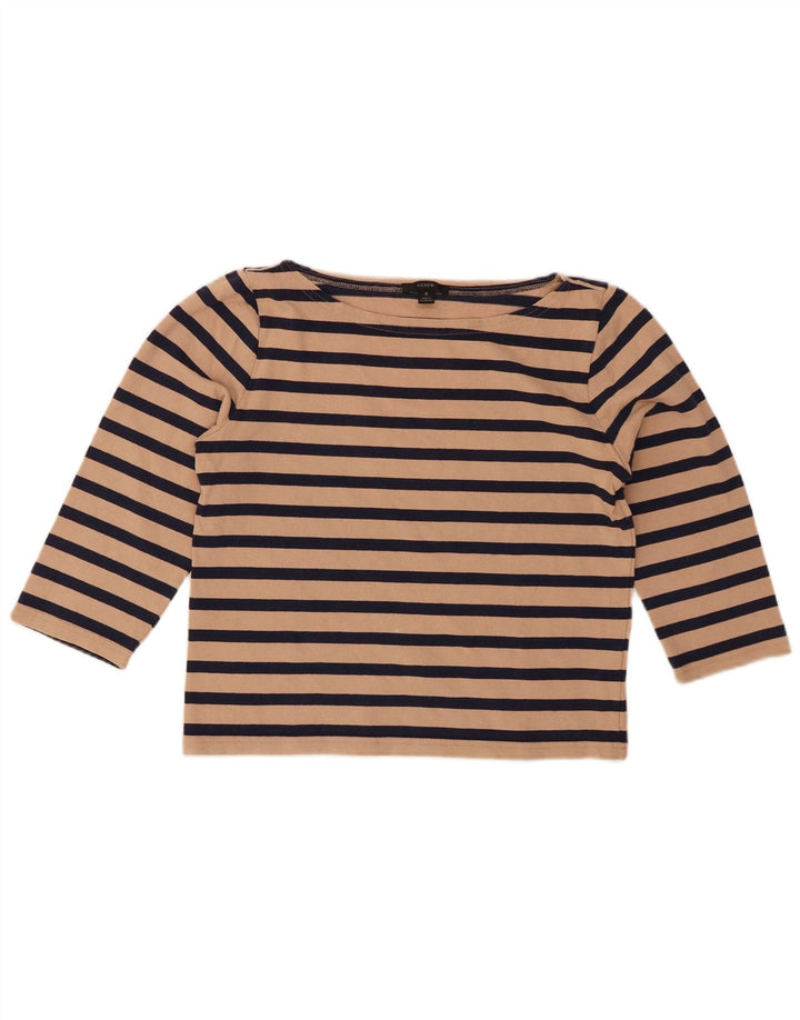 J. CREW Womens Oversized Crop Top 3/4 Sleeve UK 10 Small Beige Striped