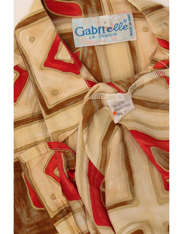 Женская блузка-рубашка с коротким рукавом Gabrielle UK 16, большой размер, бежевый лоскутный шелк