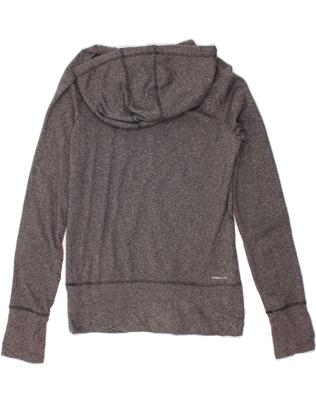 ADIDAS Womens Hoodie Jumper UK 12/14 Medium Grey Flecked Polyester Vintage Adidas and Second-Hand Adidas from Messina Hembry 