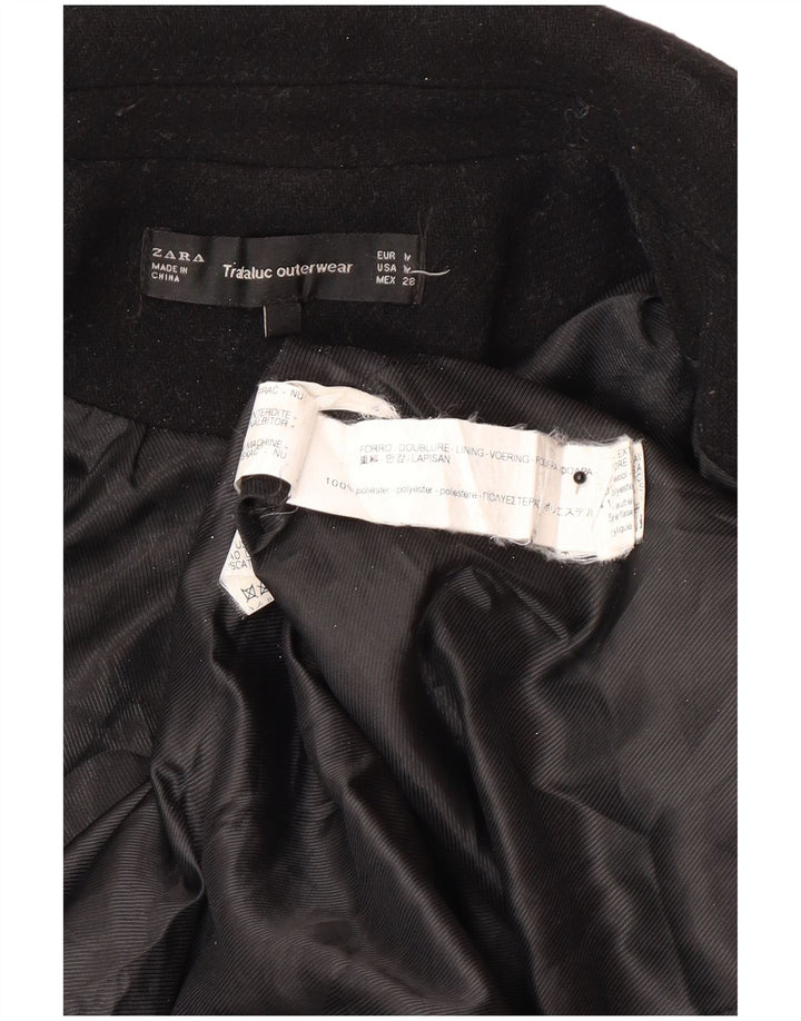Женское двубортное пальто Zara UK 12, средний черный полиэстер