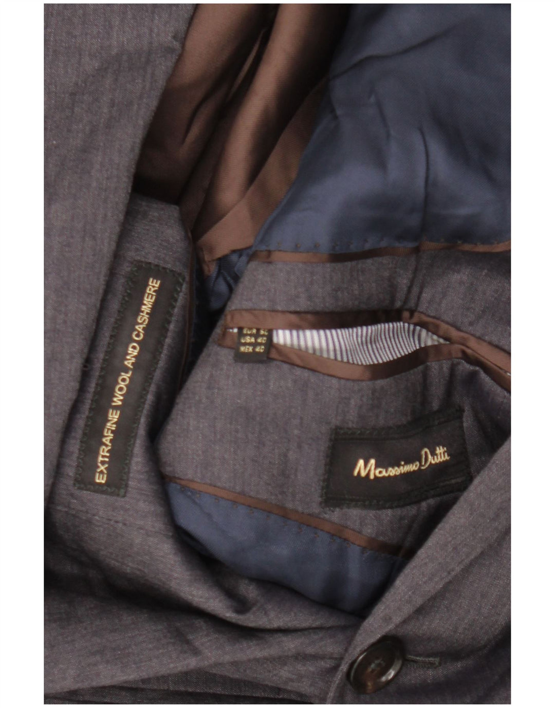 Мужской пиджак Massimo Dutti на 2 пуговицах EU 50, средний серый, шерстяной