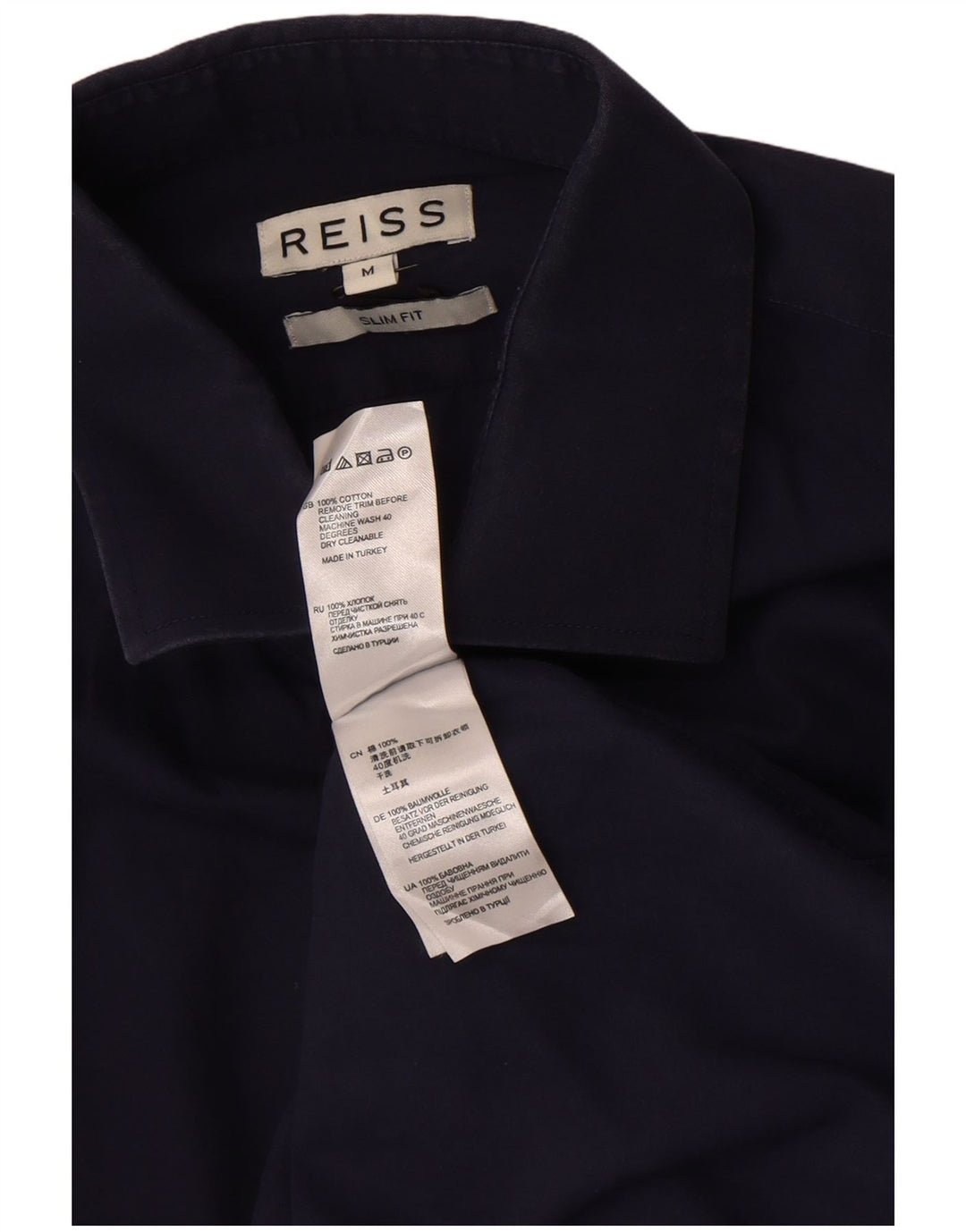 Мужская рубашка приталенного кроя Reiss, средний темно-синий хлопок