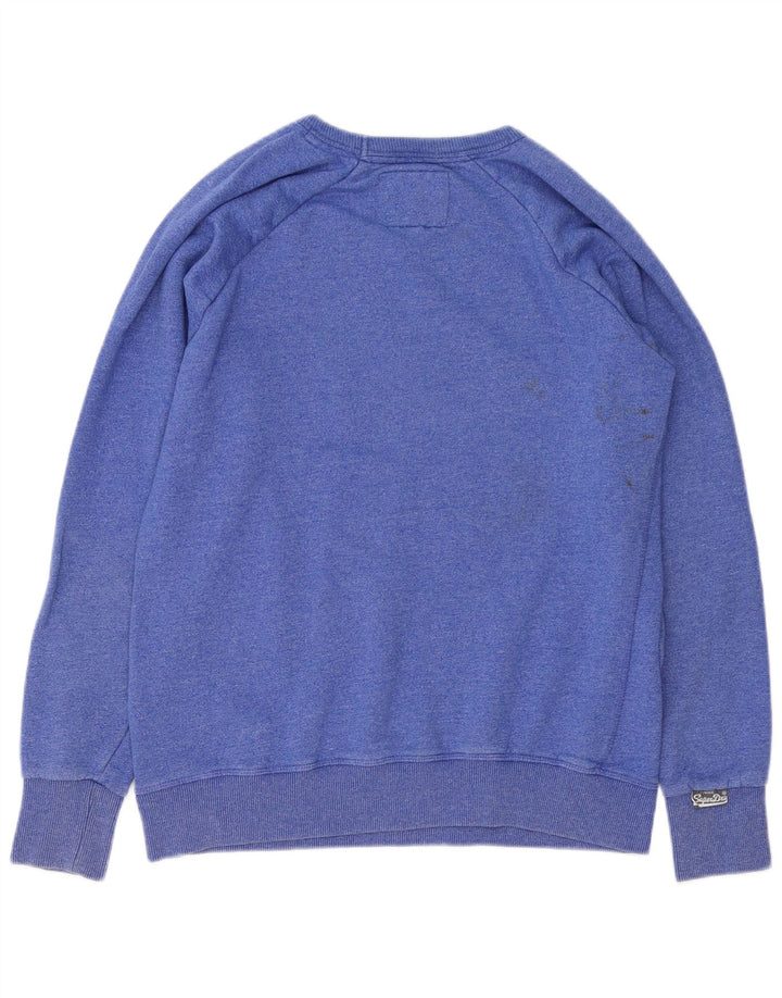 Мужской свитшот с рисунком Superdry, большой синий хлопковый джемпер