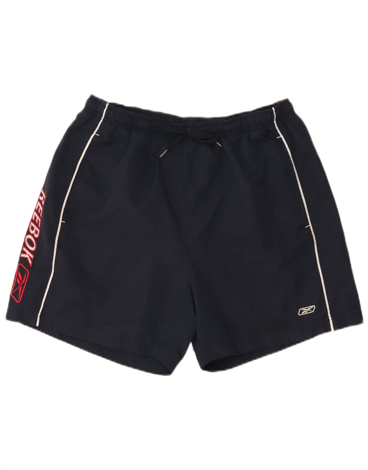 Reebok Мужские спортивные шорты с рисунком, большие темно-синие, полиэстер