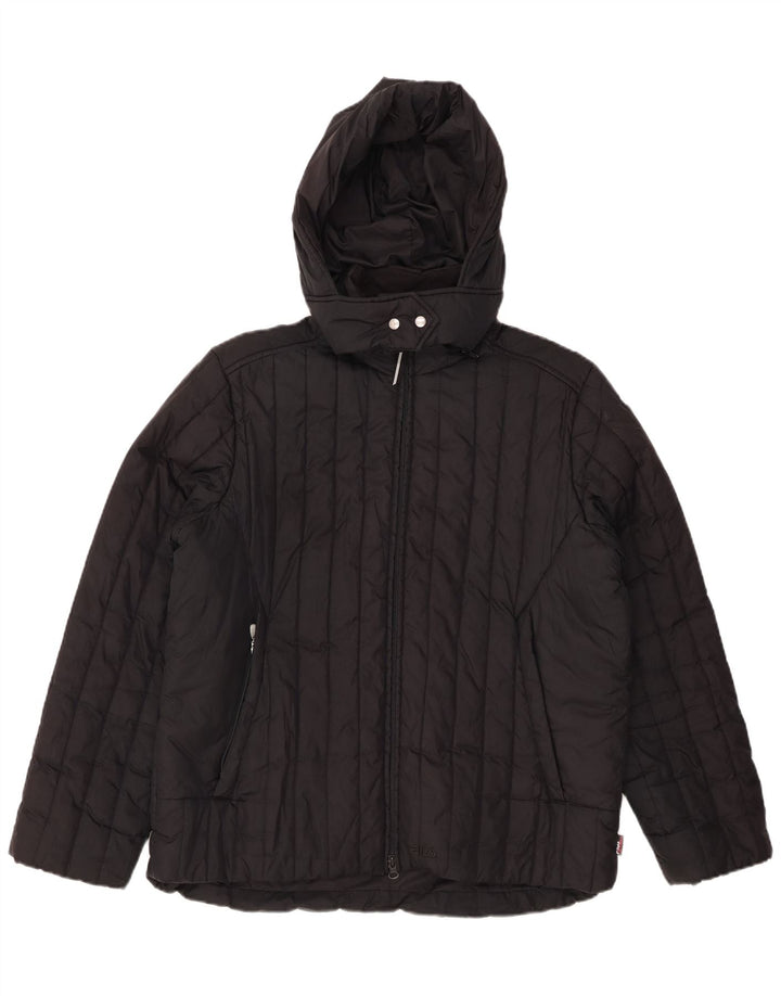 FILA Womens Oversized Hooded Padded Jacket UK 16 Large Black Polyester