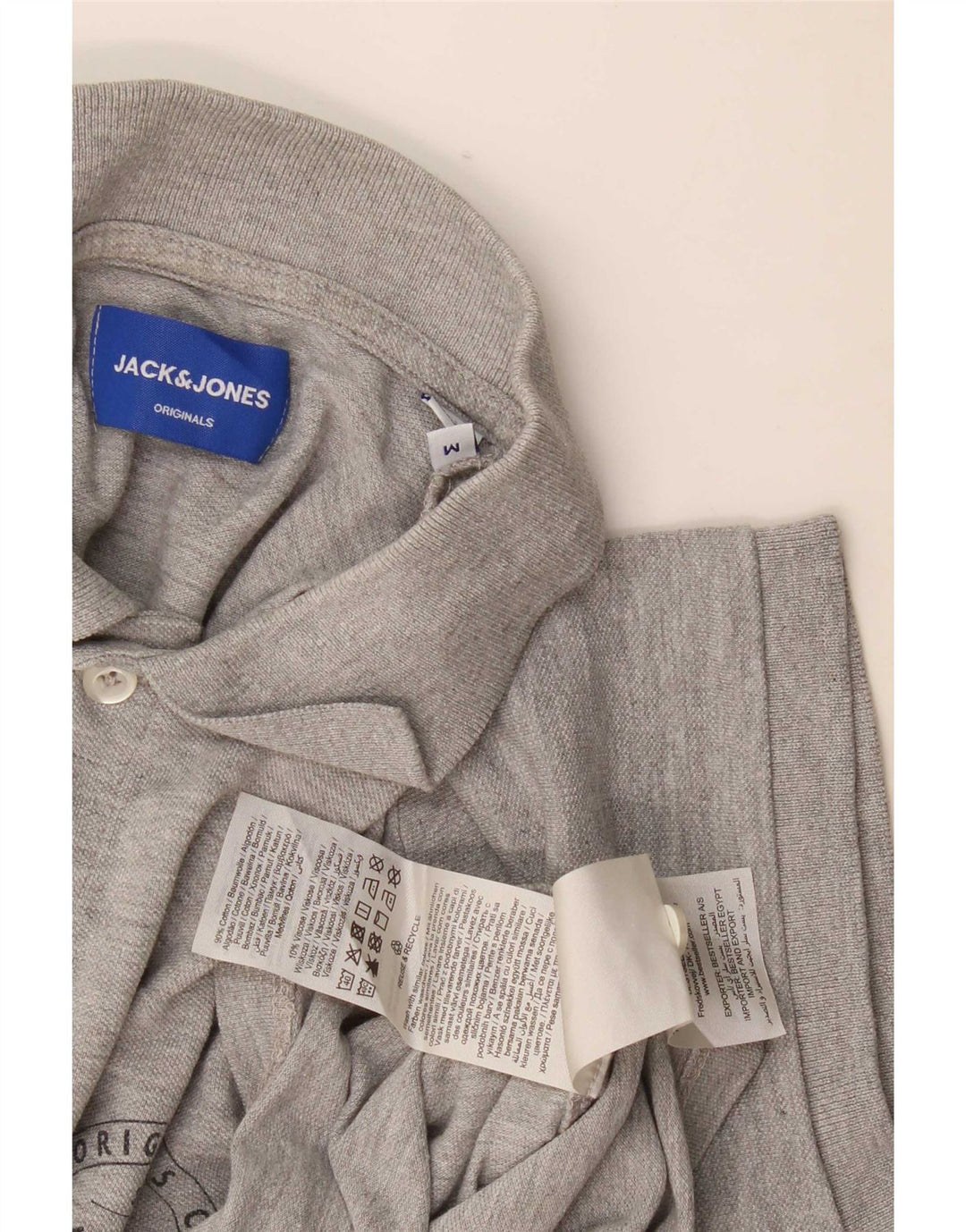Мужская рубашка-поло стандартного кроя Jack & Jones из хлопка среднего серого цвета