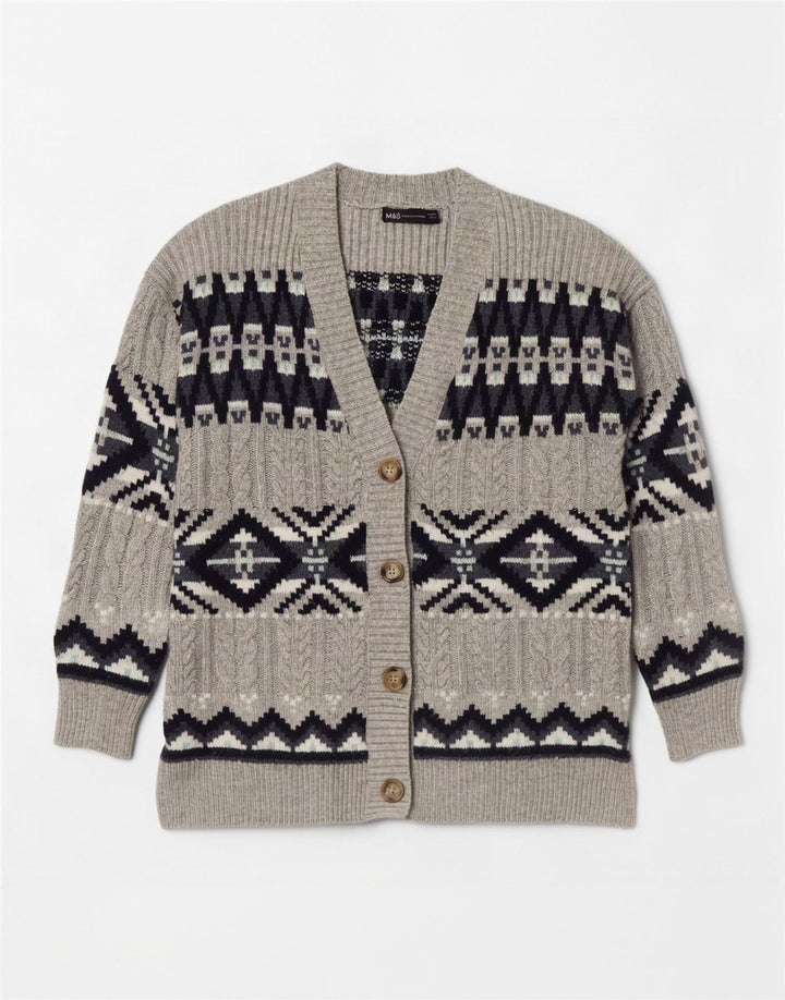 Женский кардиган Marks & Spencer UK 14 Средний серый Fair Isle