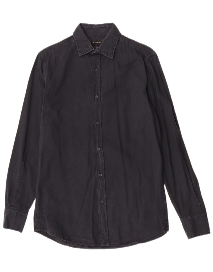 Мужская рубашка Massimo Dutti, маленькая, темно-синяя, хлопок