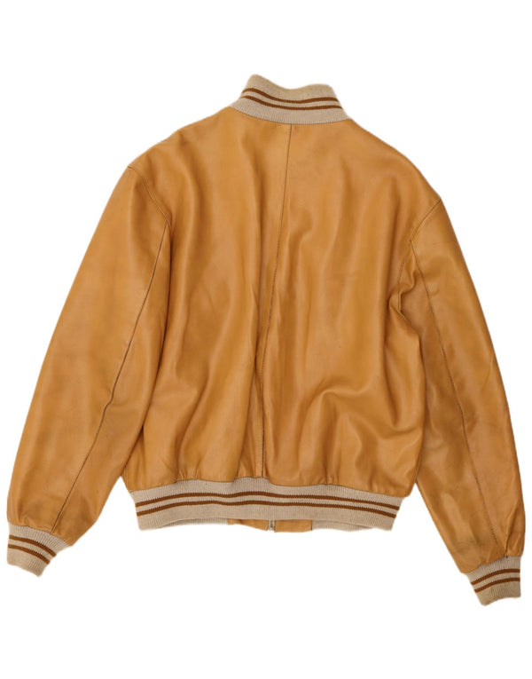 Винтажная мужская кожаная куртка-бомбер UK 42 XL Бежевая кожаная