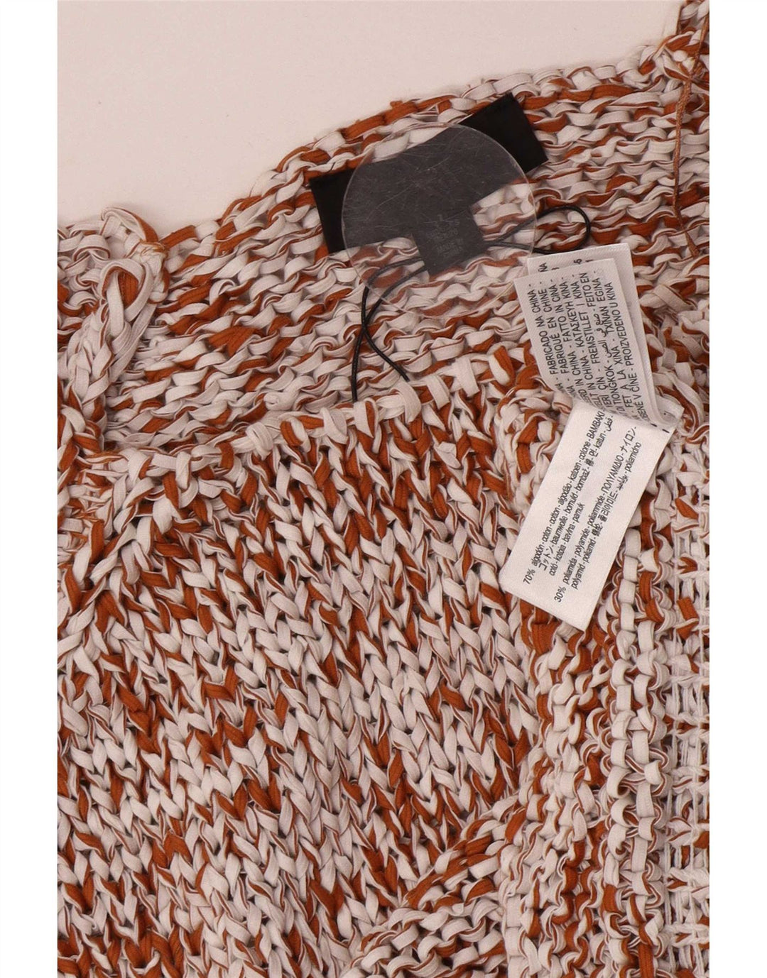 Женская блузка большого размера Zara, связанная крючком, UK 10, маленький коричневый хлопок