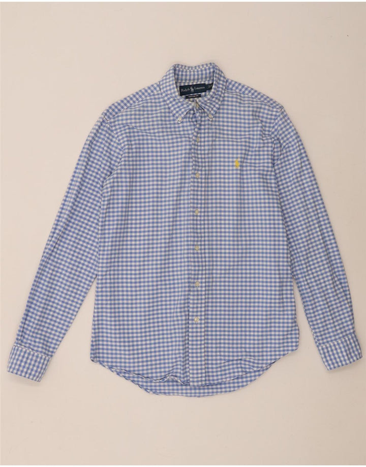 Мужская рубашка на заказ Ralph Lauren, маленькая синяя хлопковая клетка в мелкую клетку