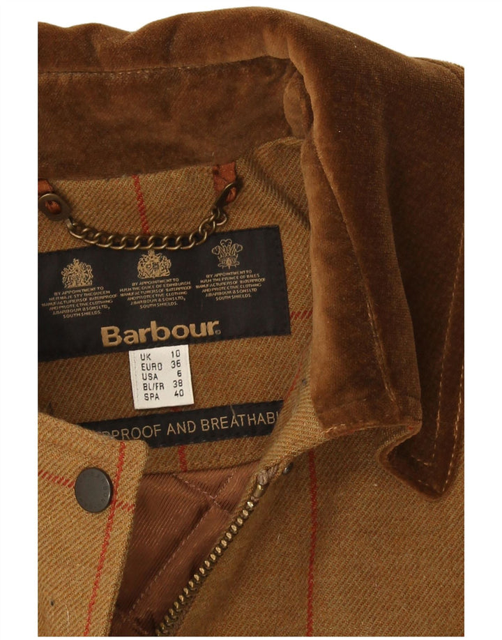 Женское пальто большого размера Barbour UK 10, маленькое бежевое в клетку