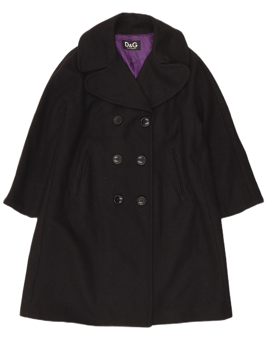 Женское двубортное пальто оверсайз Dolce & Gabbana IT 38 XS, черная шерсть