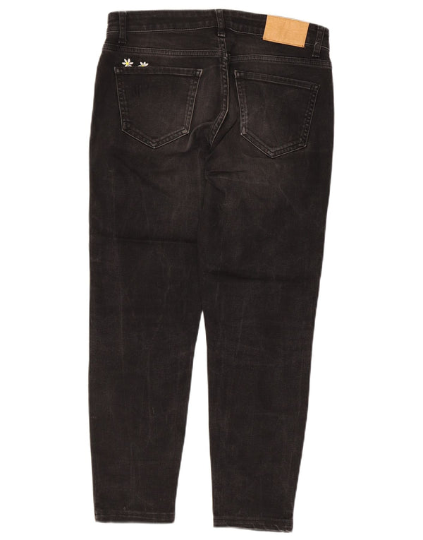 Женские укороченные джинсы скинни Desigual W29 L24, черный хлопок с цветочным принтом