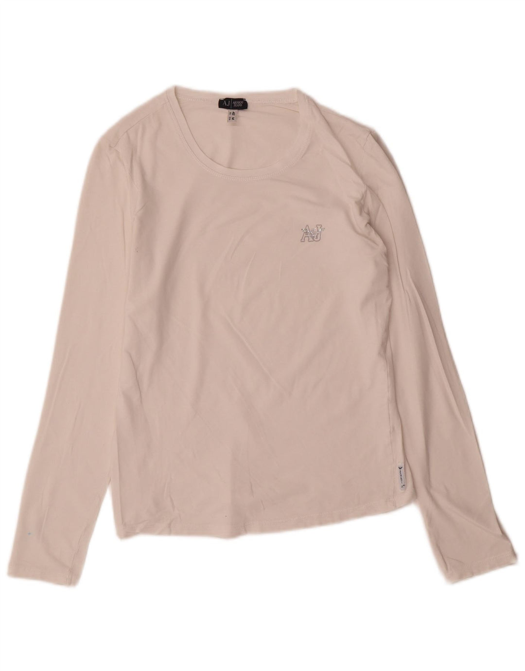 Armani Jeans Женский топ с длинным рукавом UK 12 Средний Белый
