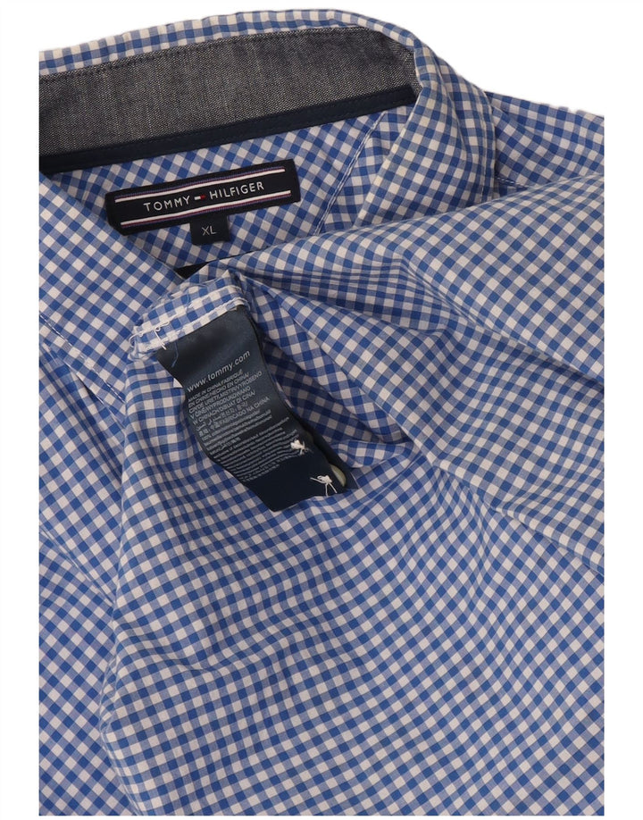 Мужская рубашка Tommy Hilfiger XL, синяя, хлопок в мелкую клетку