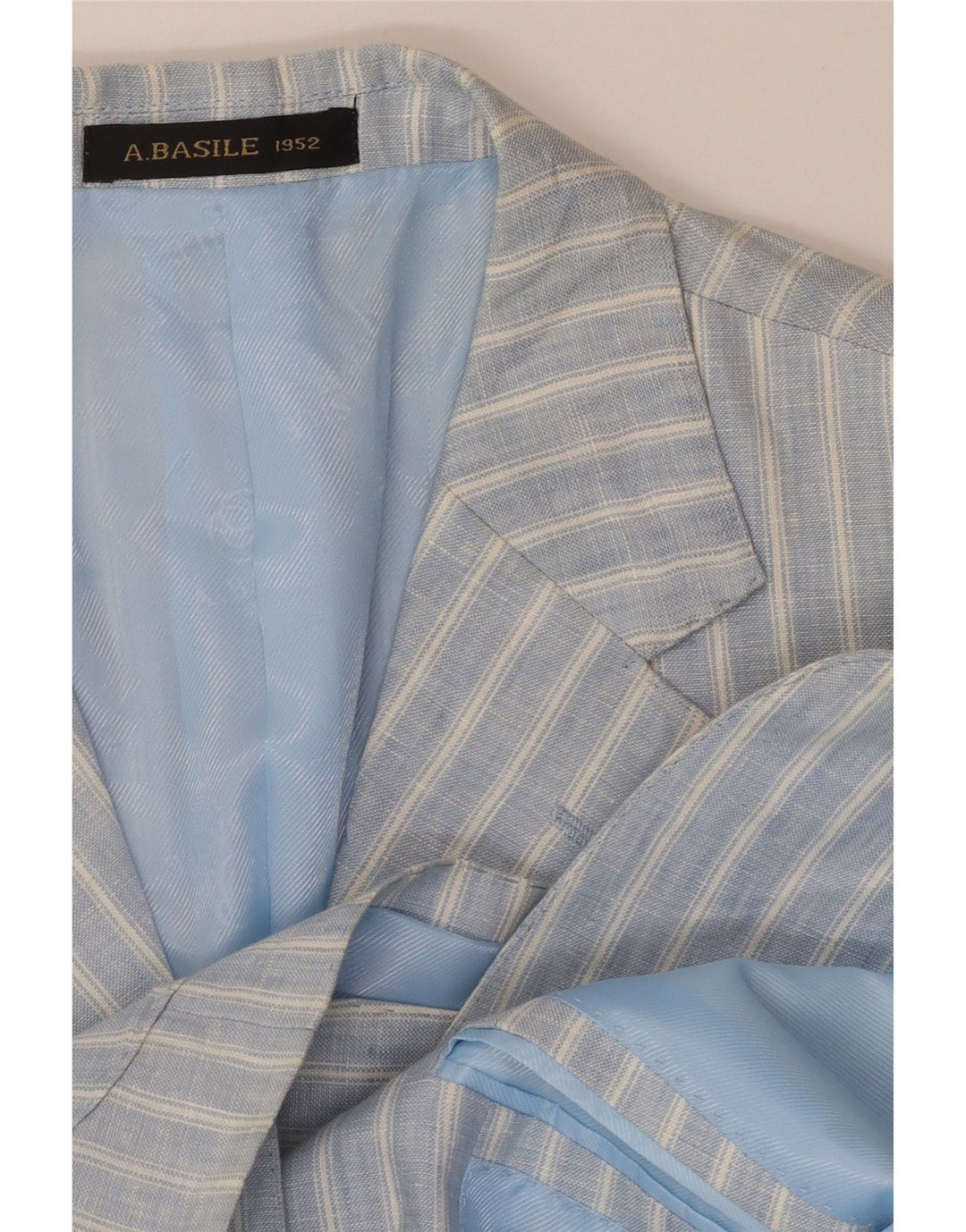 Мужской пиджак A.Basile на 3 пуговицах IT 50, лен в большую синюю полоску
