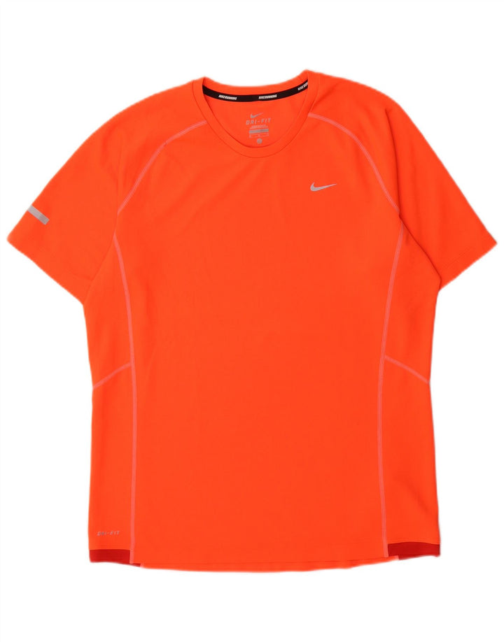 Мужская футболка Nike Dri Fit, верх среднего оранжевого цвета, полиэстер с цветными блоками