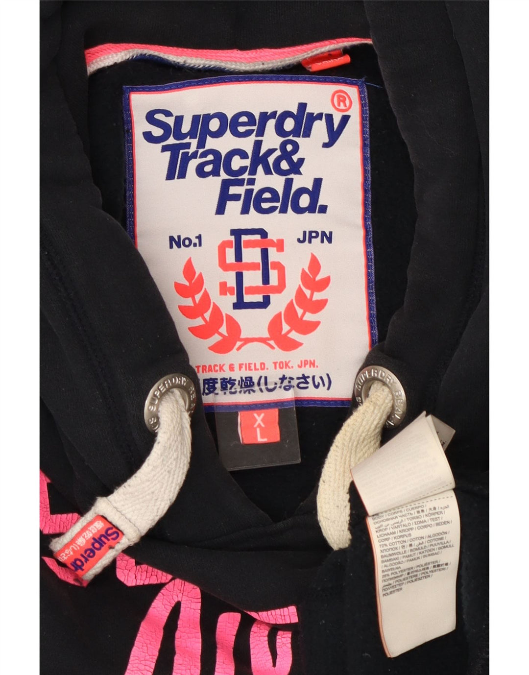 Женский джемпер с капюшоном SUPERDRY UK 18 XL, черный хлопок