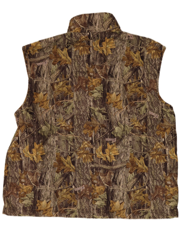 VINTAGE Мужской жилет с абстрактным узором UK 44 2XL Коричневый полиэстер с цветными блоками