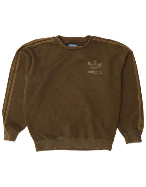 Adidas Mens Sweatshirt Jumper Small Khaki Cotton