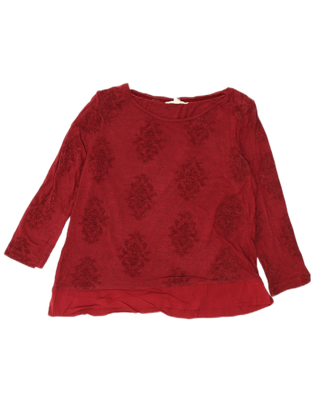 Женский укороченный топ с длинным рукавом White Stuff UK 14, большой бордовый цветочный вискоза