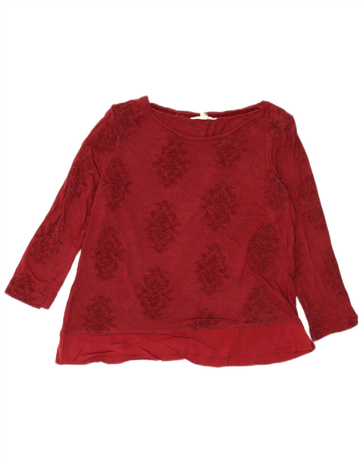 Женский укороченный топ с длинным рукавом White Stuff UK 14, большой бордовый цветочный вискоза