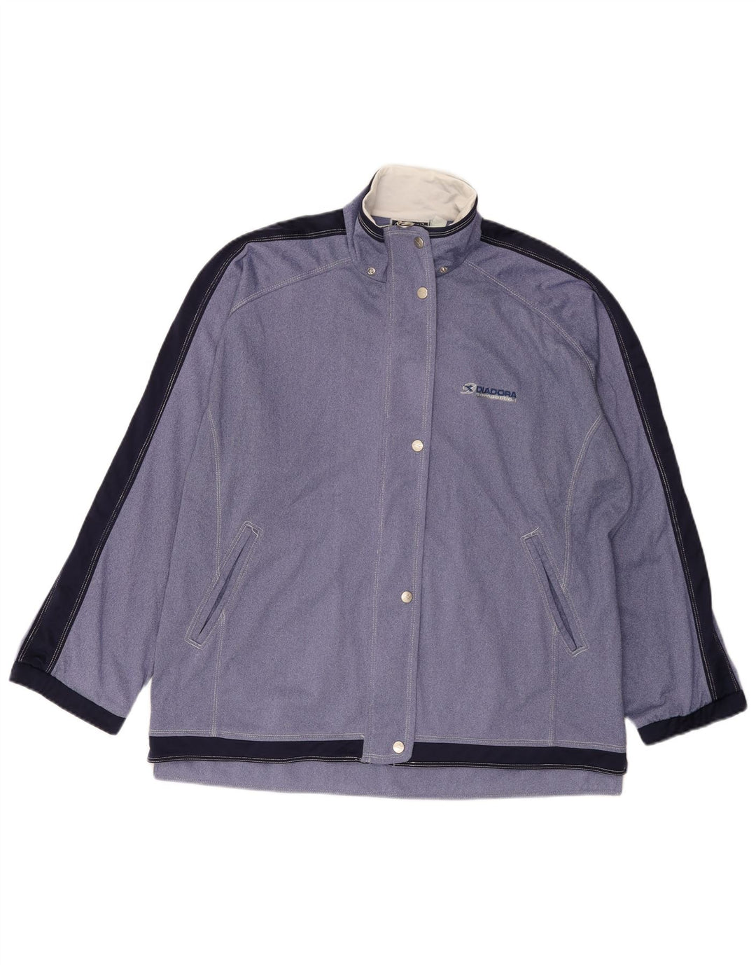 Женский спортивный костюм оверсайз Diadora, верхняя куртка UK 18 XL, синяя с цветными блоками