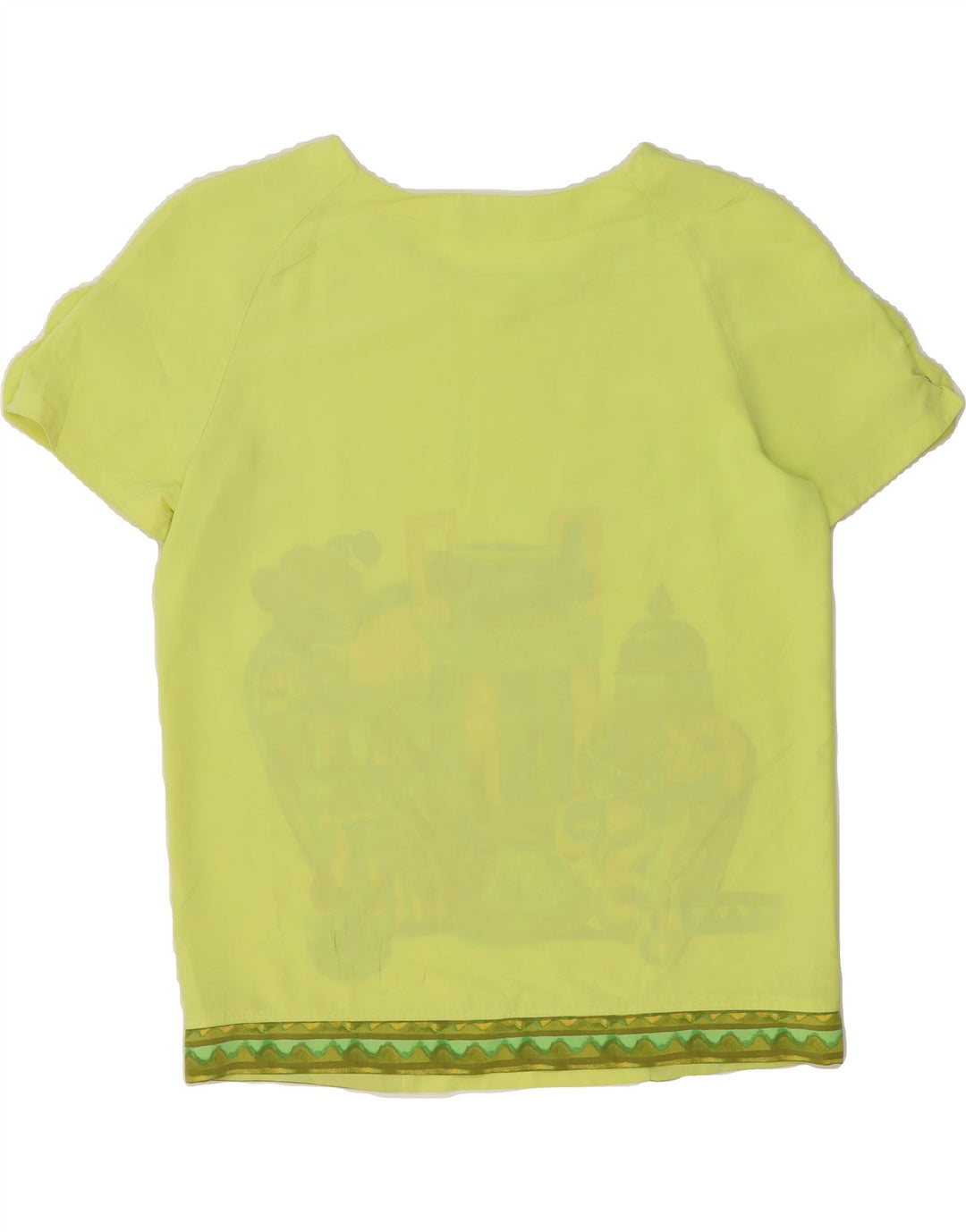 VINTAGE Womens Graphic Blouse Top IT 46 Large Yellow Polyester Vintage Vintage and Second-Hand Vintage from Messina Hembry 