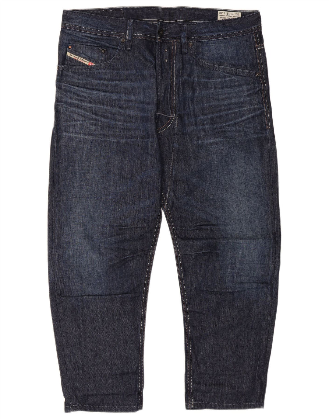 Мужские джинсы-капри Diesel Regular Carrot W32 L22, темно-синие, хлопковые