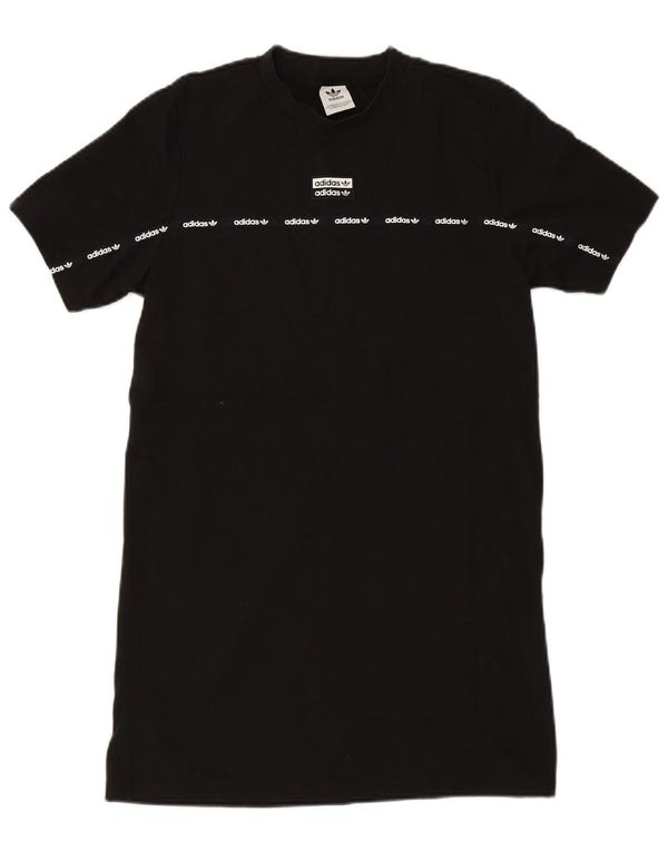 Женское платье-футболка с рисунком ADIDAS UK 12, средний черный хлопок