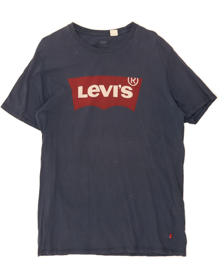LEVI'S Mens Graphic T-Shirt Top Large Navy Blue Cotton Vintage Levi's and Second-Hand Levi's from Messina Hembry 