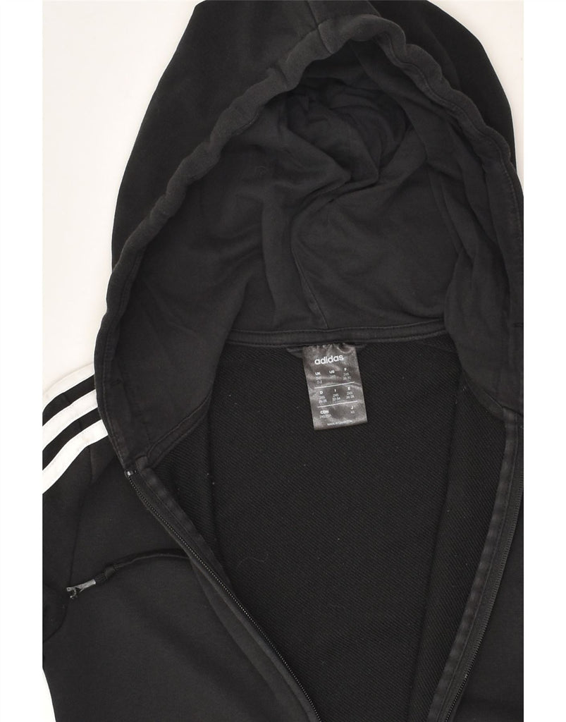ADIDAS Womens Zip Hoodie Sweater UK 0/2 2XS Black Cotton | Vintage Adidas | Thrift | Second-Hand Adidas | Used Clothing | Messina Hembry 