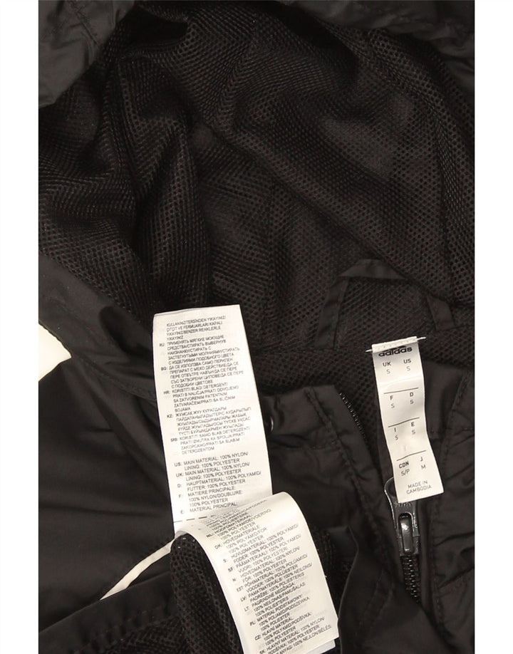 Adidas Mens Hooded Rain Jacket UK 36 Small Black Nylon