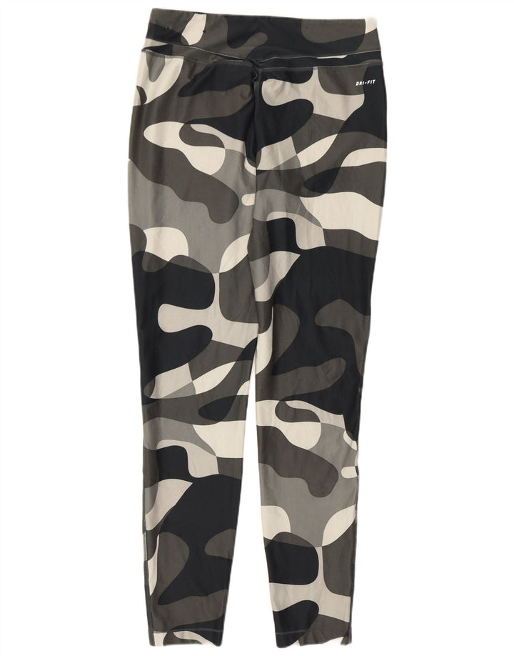 Женские леггинсы Nike Dri Fit UK 14, большой серый камуфляжный полиэстер