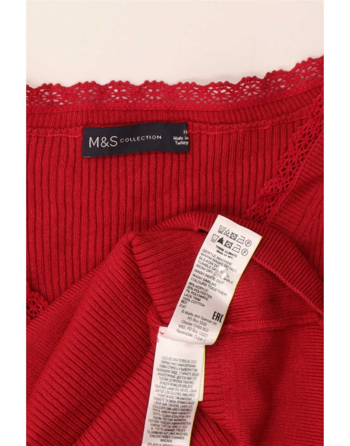 Женская блузка с коротким рукавом Marks & Spencer UK 16, большой красный акрил