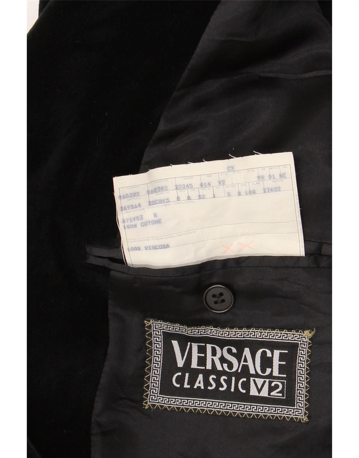 Versace Мужской бархатный пиджак с 4 пуговицами IT 52 XL Черный хлопок