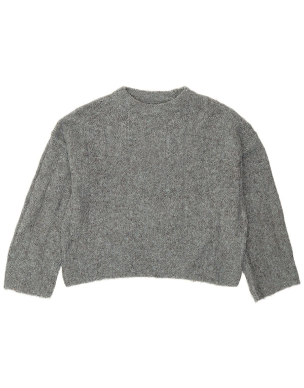 Женский свободный джемпер с круглым вырезом Topshop UK 6 XS, серый полиэстер