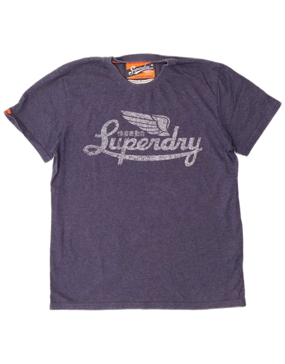 Женская футболка с рисунком Superdry, топ XL, темно-синий, хлопок