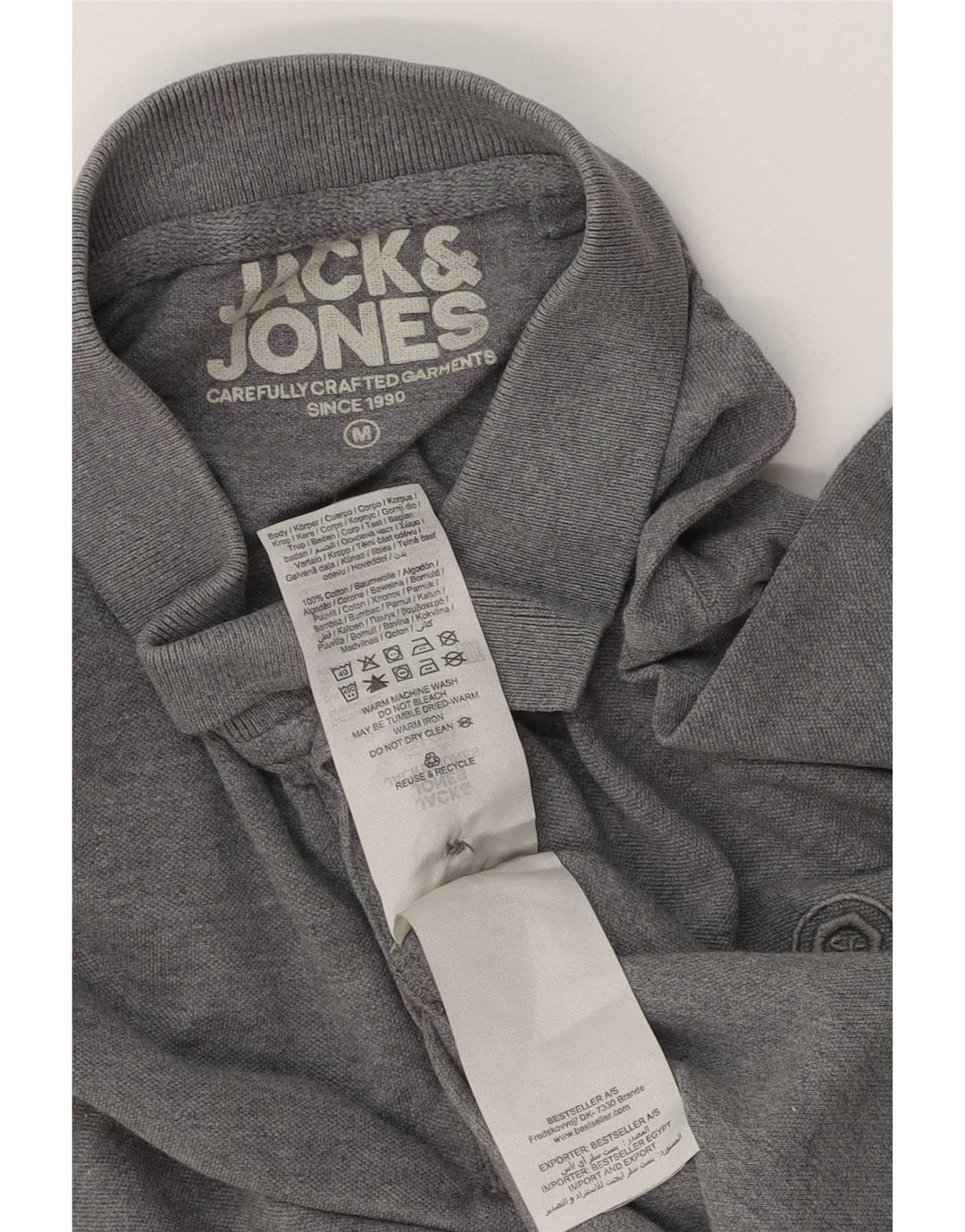 Мужская рубашка-поло Jack & Jones среднего серого цвета в крапинку из хлопка
