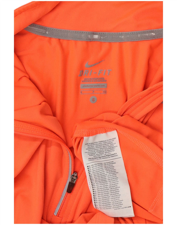 Женский топ Nike Dri Fit с воротником на молнии и длинным рукавом UK 10, маленький оранжевый полиэстер