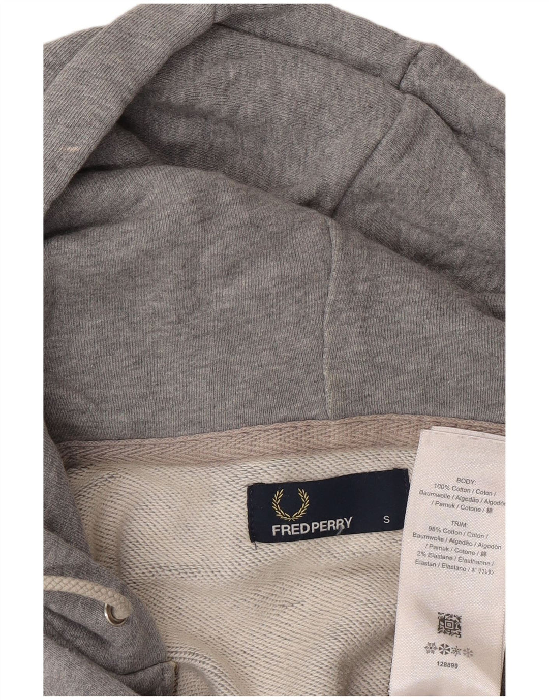 Мужской свитер с капюшоном на молнии Fred Perry, маленький серый, хлопковый