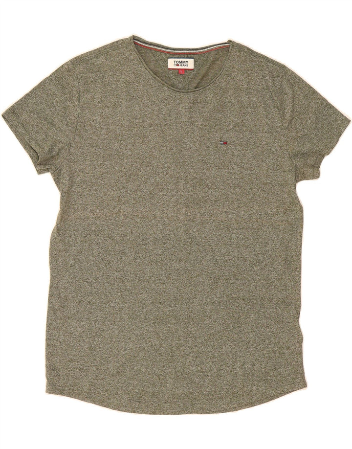 TOMMY HILFIGER Mens T-Shirt Top Large Khaki Cotton Vintage Tommy Hilfiger and Second-Hand Tommy Hilfiger from Messina Hembry 